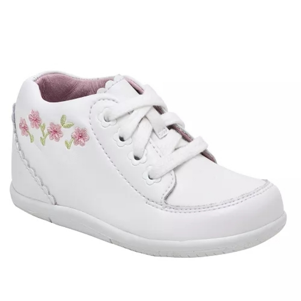 Stride Rite Emilia Leather Tie Shoe First Walker White 5XW